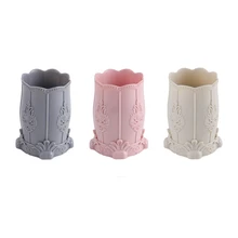 Flower Carved Cosmetic Storage Tube Desktop Pen Brush Lipstick Makeup Office Articles Organizer Box Sundries Container