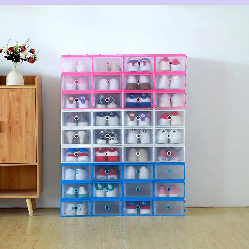 6 шт прозрачный раскладной ящик для обуви, креативный складной цветной ящик, противопыленепроницаемый мужской/wo мужской ящик для хранения обуви