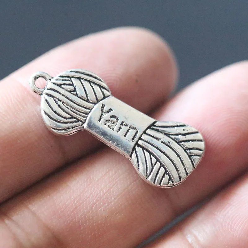 

Tibetan Silver Wool Yarn Pendant Charms for Jewelry Making DIY Handmade Bracelet Necklace Earrings Vintage Accessories 30x11mm