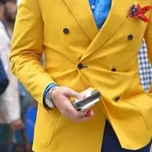 Последний дизайн пальто брюки желтый, двух двубортный Блейзер Повседневный стиль мужской костюм из 2 предметов мужские свадебные вечерние костюмы для выпускного вечера(куртка+ брюки