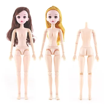 

2019 36cm 1/4 22 Movable Jointed Dolls Toys with 3D Eyes Head Female Naked Nude Doll Women Body Fashion Dolls Toy For Girls