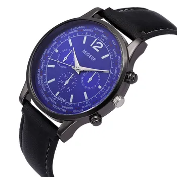 

2018 Retro Design Leather Band Analog Alloy Quartz Wrist Watch Men Watch Leather erkek saatleri Relogio Masculino