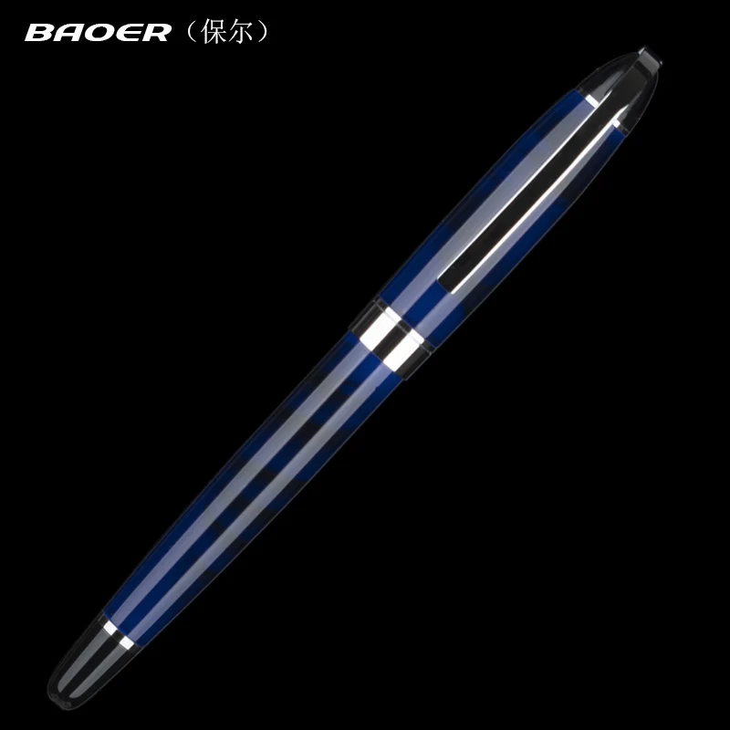 

BAOER 517 blue and silver student office writing pens roller ball pen 0.7mm point executive metal writing brand pens