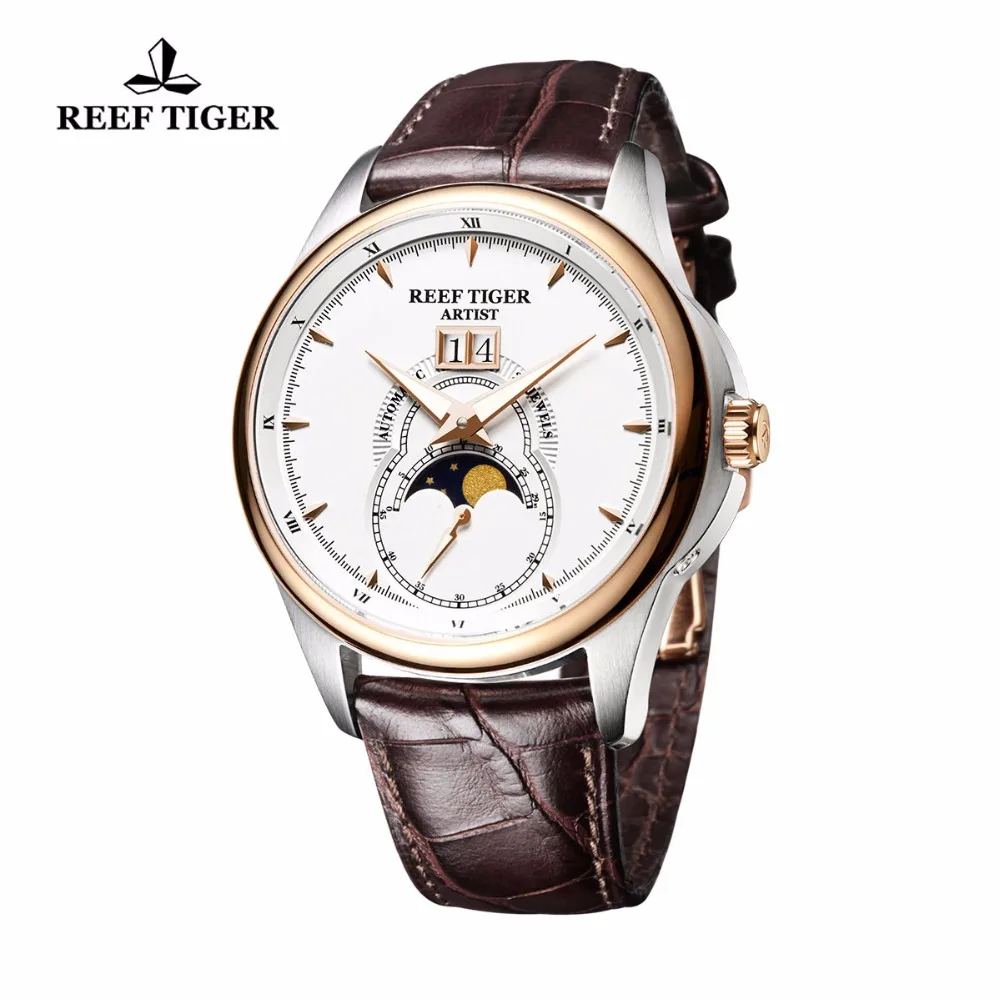 Часы мужские механические с двойным окошком и кожаным ремешком|tiger fashion|watch fwatch