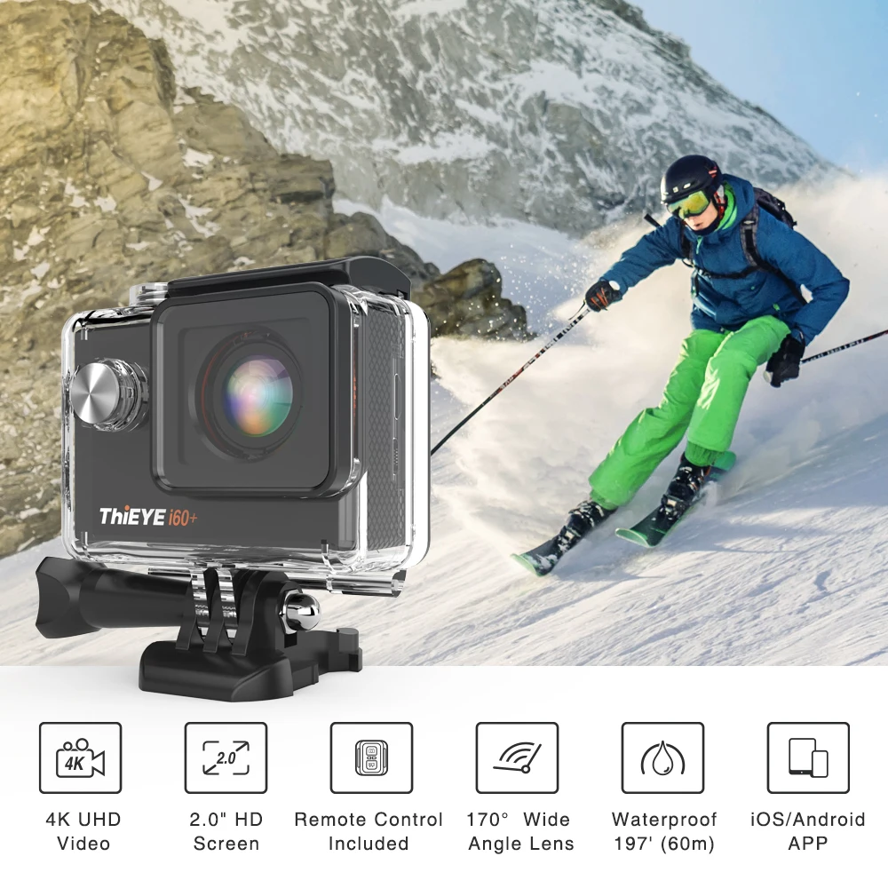 ThiEYE i60+ 4K 30fps Full HD WiFi Remote Control Action Camera 60M Waterproof Sports video Camera 1