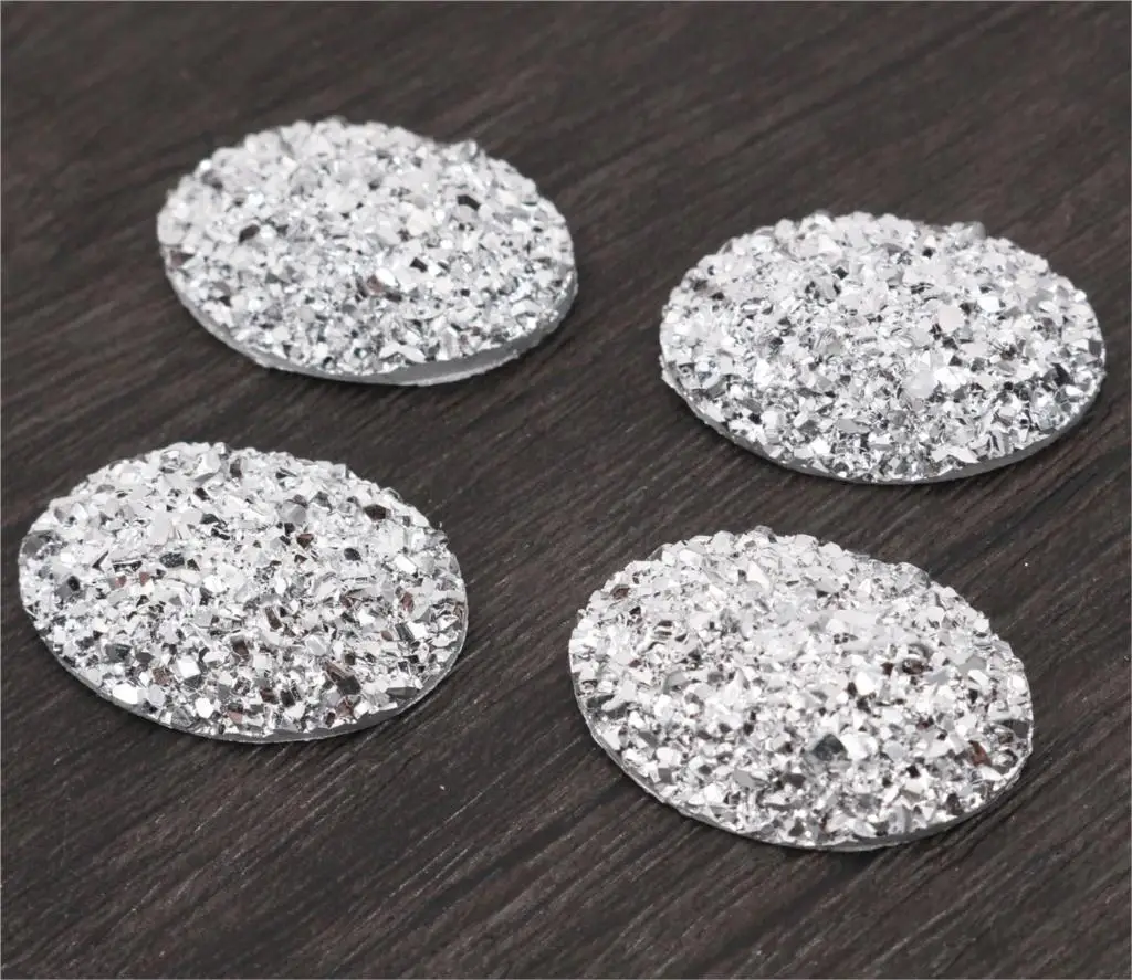 

New Fashion 10pcs 18x25mm Silver Colors Natural ore Style Flat back Resin Cabochons For Bracelet Earrings accessories-T3-25