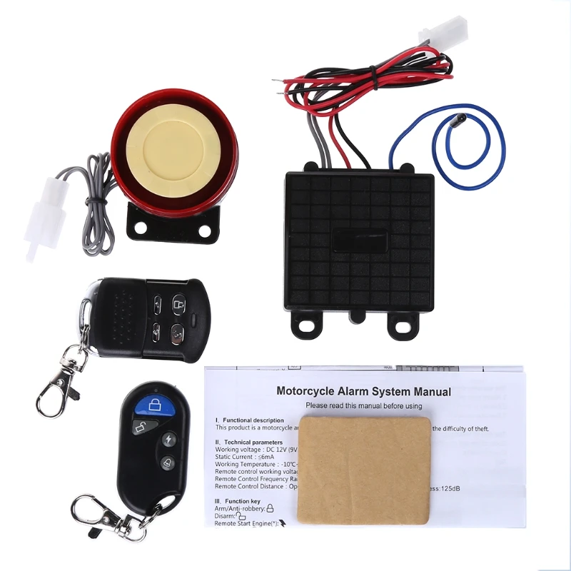 

Scooter Car Security Alarm System Remote Control 12V Anti-theft Bike Motorcycle
