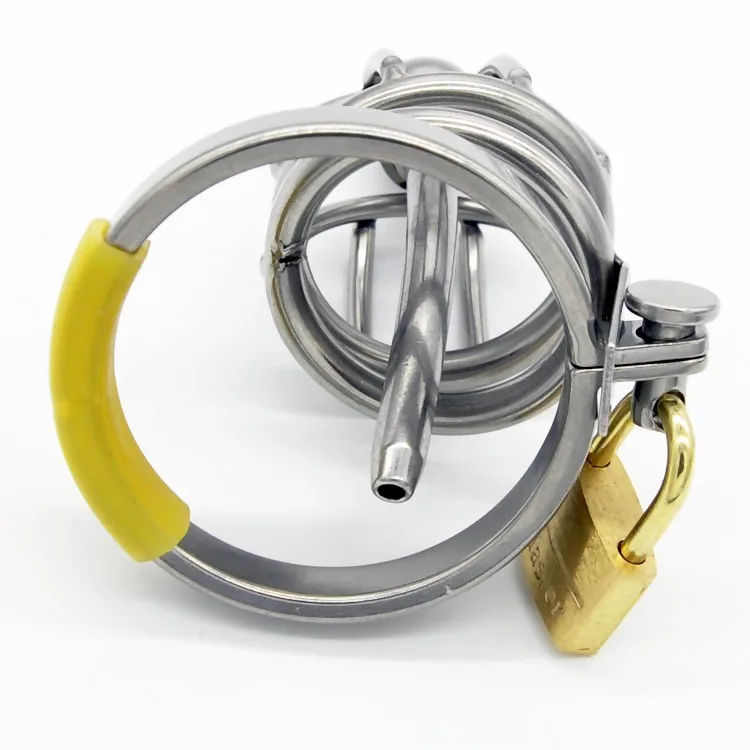 New-Stainless-Steel-Male-Chastity-Device-with-Catheter-Cock-Cage-Virginity-Lock-Penis-Ring-Penis-Lock (4)
