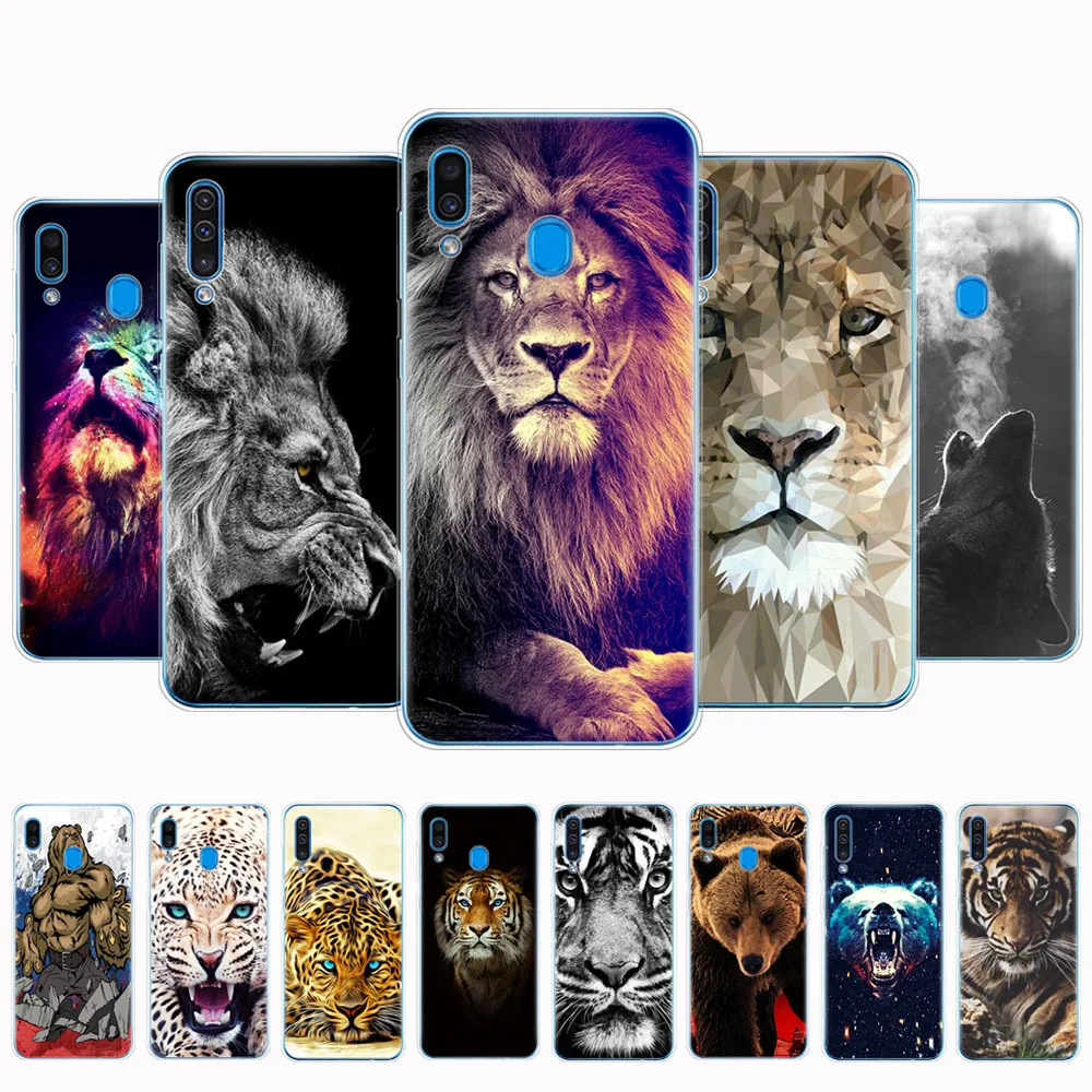 Silicone Case For Samsung A50 Case For Samsung Galaxy A50 A10 A30 A40 A70 A 50 2019 Phone Bumper wolf tiger lion Leopard bear