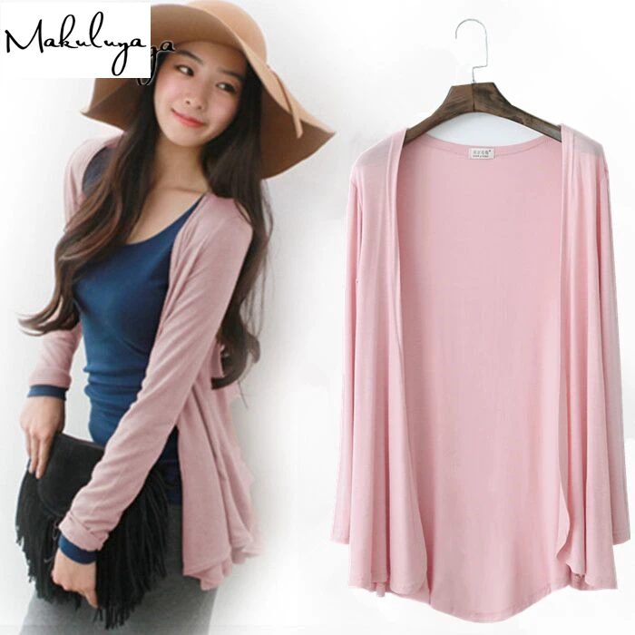 

Makuluya Summer Autumn spring Summer new women's long sleeved Modal cardigan air conditioning sweater coats L6