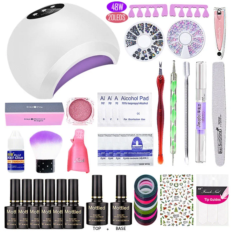 

Manicure Set Nail Gel Polish Set Kit For Manicure Gel Varnish Nail Art Sets 72W UV Lamp Nail Dryer Tools For Manicure Tools kit