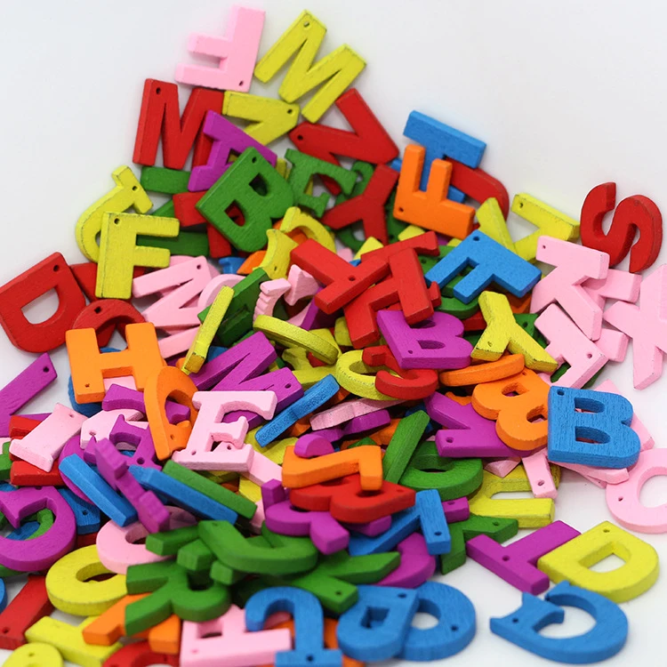 500-pz-colore-del-Legno-pulsante-26-Inglese-lettere-misti-FAI-DA-TE-manuale-del-fumetto