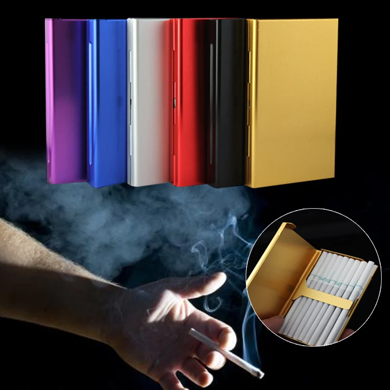 

Hot Smoking Cigarettes Aluminum Cigarette Case Tobacco Case Cigar Holder Pocket Box Storage Container Gift Box For Man/ Women