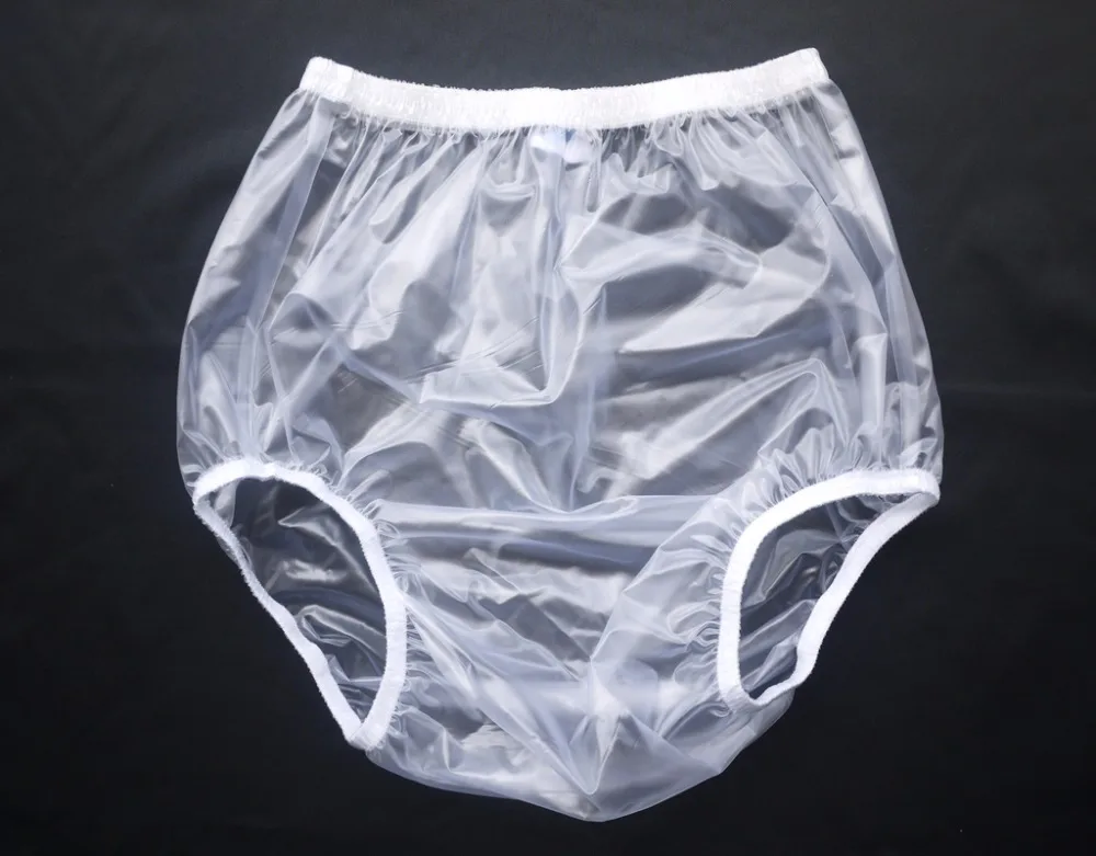 

ABDL Haian Adult Incontinence Pull-on Plastic Pants Color Transparent White 3 Pack