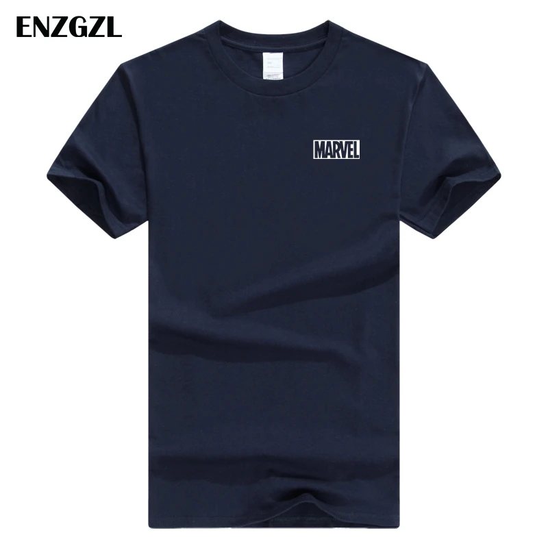 ENZGZL одежда летние футболки мужские MARVEL хлопок короткий рукав Футболка облегающая Мужская футболка с круглым вырезом XS S M L XL уличная одежда - Цвет: X-b-navy
