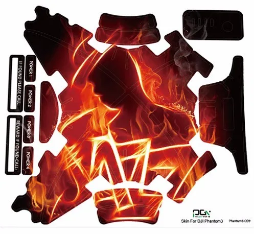 PGY DJI Phantom 3 Accessories Phantom3 Stickers 3M Graphic Wrap Skin Skins Decals Quadcopter Drone Parts