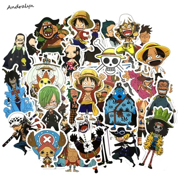 

42 Pieces/set One Piece Stickers Pvc Waterproof Amine Sticker For Car SuitCase Bicycle Laptop Refrigerator Skateboard