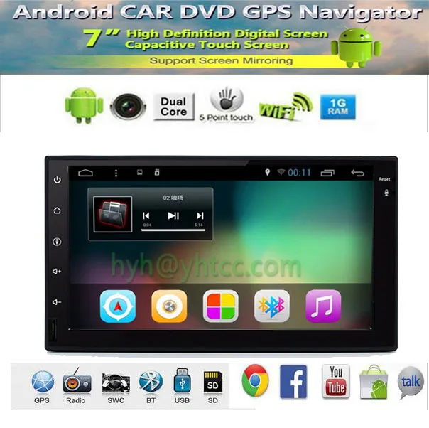 HD 1024X600 2Din ROM 16 Г Флэш Android 4.4 Автомобиль DVD GPS Навигации Плеер Стерео Радио Bluetooth 2 Din
