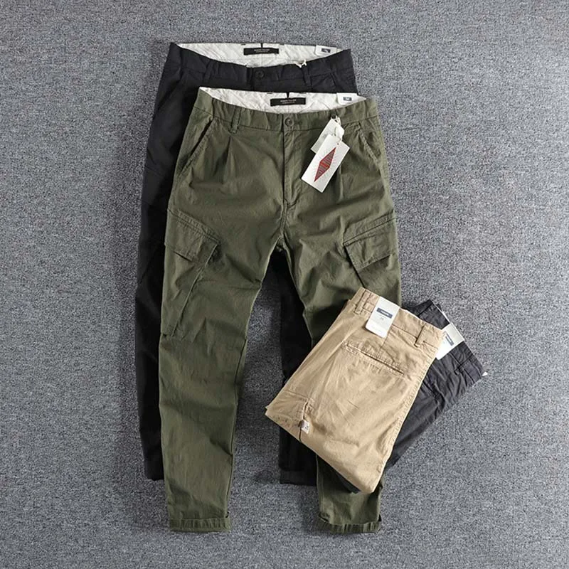 2019 новые мужские брюки для отдыха из чистого хлопка, модные тонкие маленькие прямые рабочие брюки