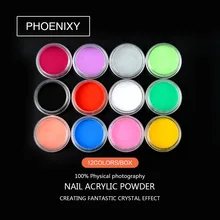 12 цветов акриловая пудра Пыль УФ гель Дизайн 3D Стразы, украшение для маникюра дизайн ногтей