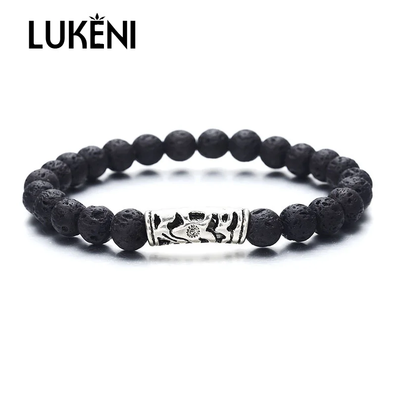 LUKENI OM Rune Strand браслеты для женщин и мужчин ручной работы натуральный браслет с