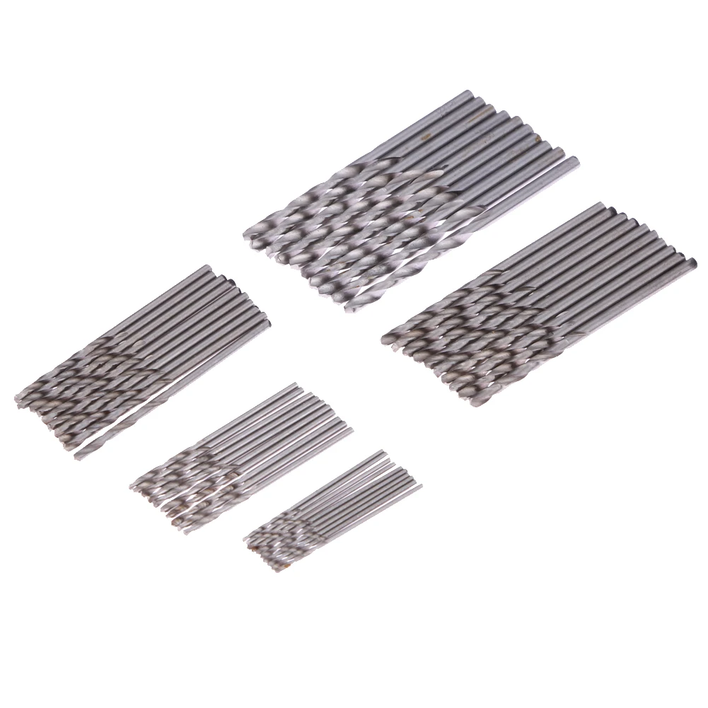 

50 Pcs High Speed Steel 1/1.5/2/2.5/3 mm Titanium Plated Twist Drill Bit Set Tool Woodworking