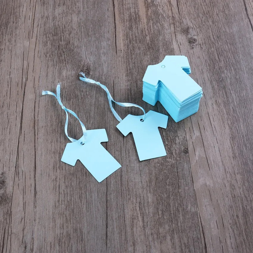 100pcs Baby Shower Party Favour Gift Tags Paper Cloth Shape Price Tags Hand made Gift tags DIY Kraft Paper cards DE8 (4)