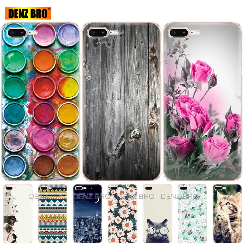 

soft silicone phone Case For iphone 7 8 plus Cases Cover Shell Cover For Apple 7 8 plus Bag Funda coque etui bumper painting