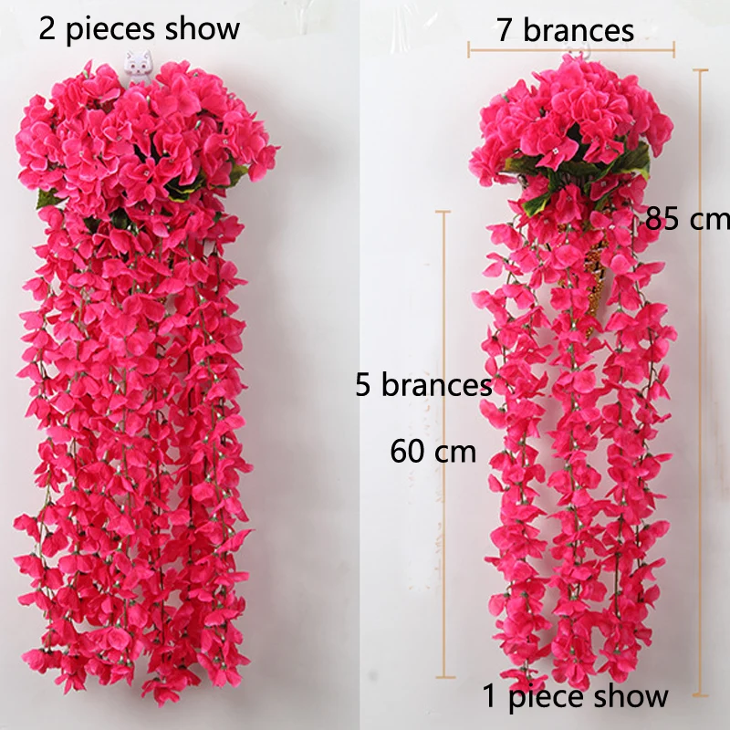 

1 Bouquet 85 cm Length Hanging Basket Vine Silk Artificial Hydrangea Flowers Rattan For Home Wedding Party Decorative Flowers