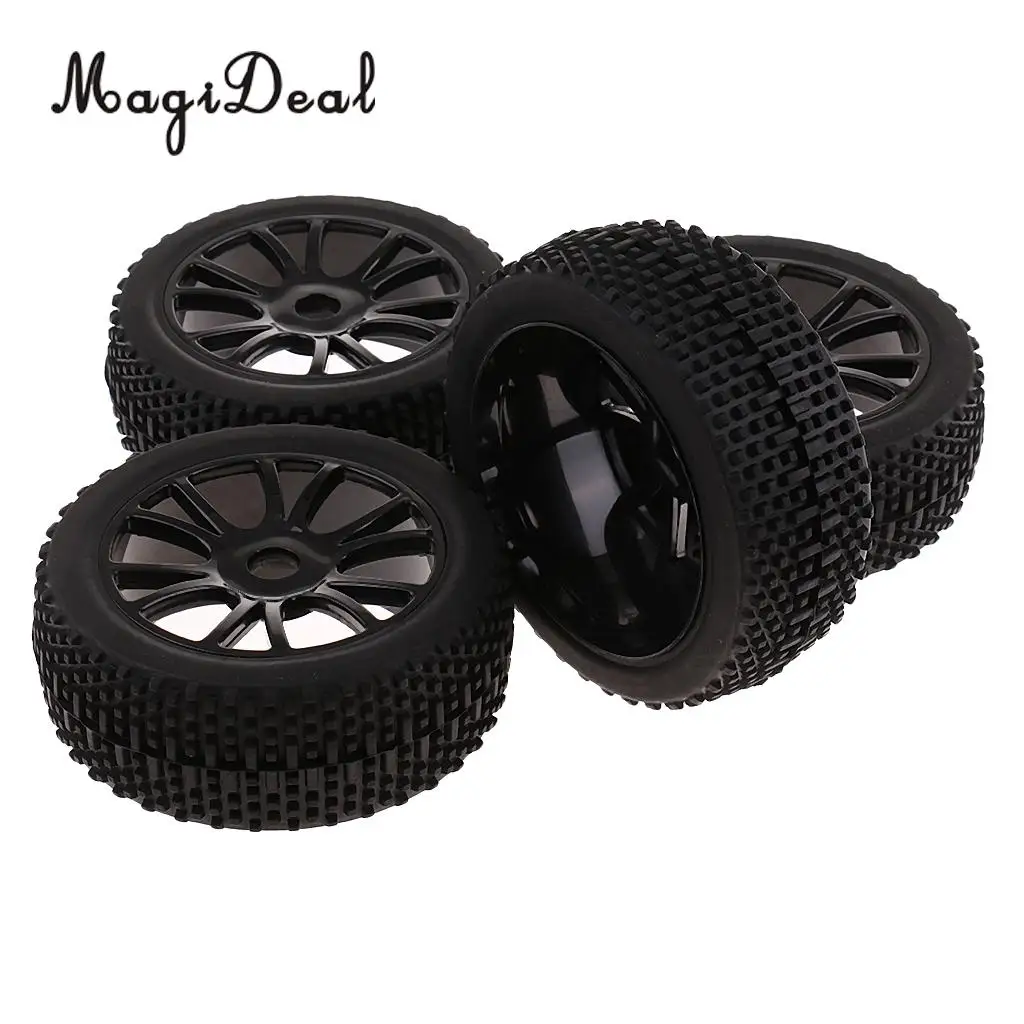 MagiDeal Rubber 4 Pieces 17mm Hub Wheel Rim Tires 1:8 Off-Road RC Car Buggy Tyre for 1/8 HSP HPI Truck