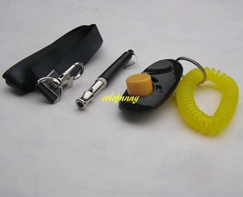 

10sets/lot Free shipping 3 in 1 Pet Training Supplies set Ultrasonic Dog Whistle Training Whistle+ Pet Training Clicker+Lanyard