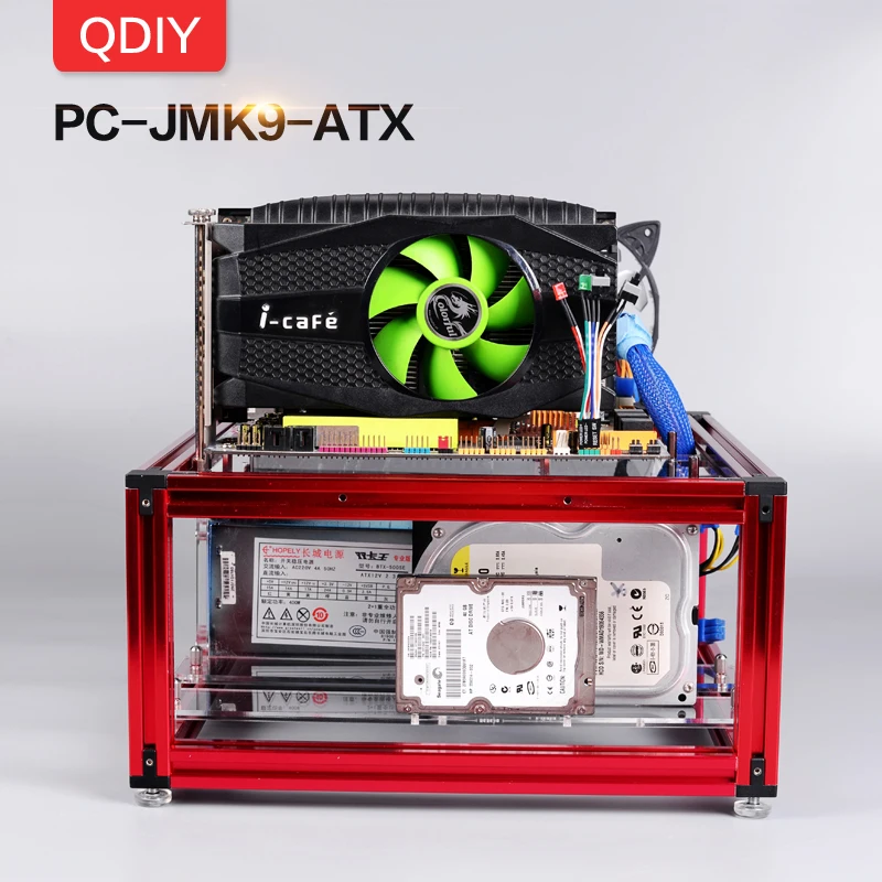 QDIY PC-JMK9 персонализированный ATX открытие алюминиевый сплав блок с водяным охлаждением платформа игровой плеер ПК чехол