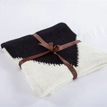 Белое черное сердце дизайн вязаное одеяло, хлопок Тканое покрывало, 95x105 см(37x41 дюймов) Детское одеяльце для сна, детская кроватка