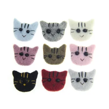 

DIY Jewelry Findings 12MM handmade Wool Felt Crochet Kawaii Animal Cat Head Patch Stickers Fit Girls Women Headband Garment DIY