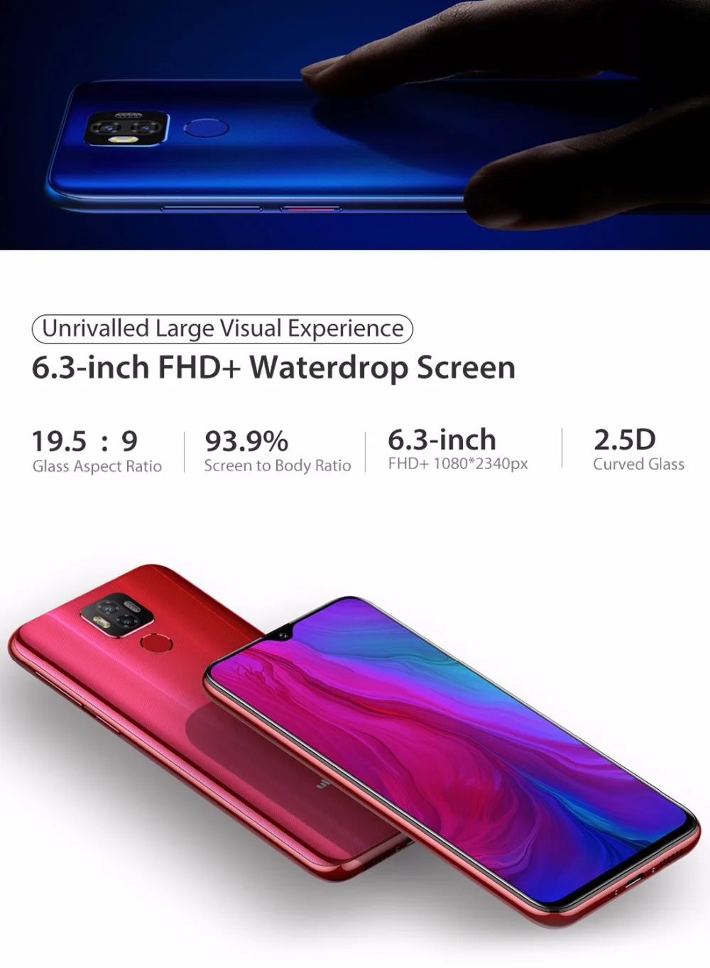 Мобильный телефон Ulefone power 6, Android 9,0, 6,3 дюймов, FHD Helio P35, четыре ядра, 4 Гб+ 64 ГБ, 16 МП, распознавание лица, gps, позиционирование, 4G, смартфон, 6350 мАч