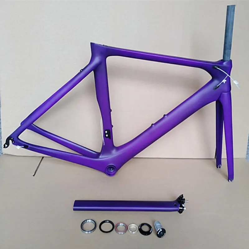 Карбоновый дорожный каркас Di2 механический карбоновый гоночный мотоцикл дорожный каркас+ вилка+ подседельный штырь+ гарнитура дорожный велосипед EARRELL аксессуары - Цвет: Фиолетовый