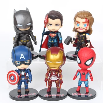 

6 pieces/set The avengers Action Figures model toy 10cm Super hero gift for children Cute Car ornaments