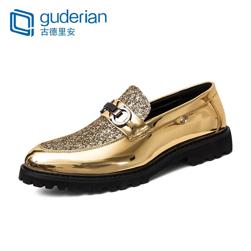 GUDERIAN/Новинка; Мужская обувь; классические полуботинки; модные мужские свадебные туфли без застежки золотистого цвета; Sapatenis Couro обувь; Will Homme