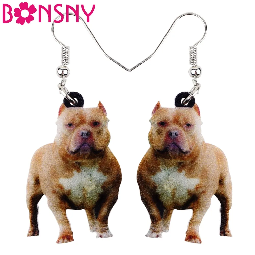 Acrylique Mignon Anglais Bulldog Terrier Chien Boucles d'oreilles Goutte Pet Bijoux pour Femmes Cadeau 