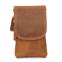 Пояса из натуральной кожи ячейки/мобильный чехол для телефона крюк сумки сигареты хип ремень сумка кошелек для мужчин Crazy Horse коровьей