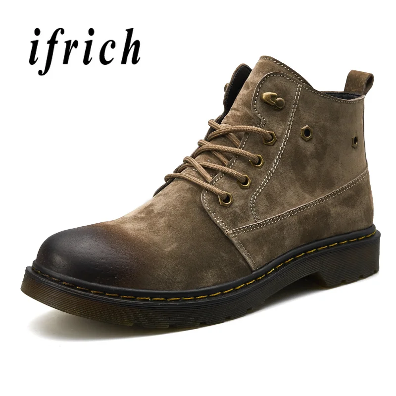 

Working Safety Boots Mes Pig Suede Leather Military Combat Boots Men Rubber Sole Ankle Marten Shoes Gray Black Casual Boots Men