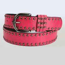 Hot Sale Multi color Punk Rock dot Rivet pu Belt for Women female female dress-match leather belts cintos masculinos male strap
