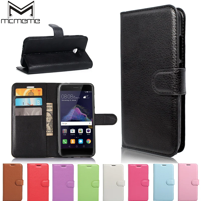 

MCMEME Huawei P8 P9 Lite 2017 Case 5.2 inch PU Leather Phone Case For Huawei P8 Lite / Huawei Honor 8 Lite Case Flip Back Cover