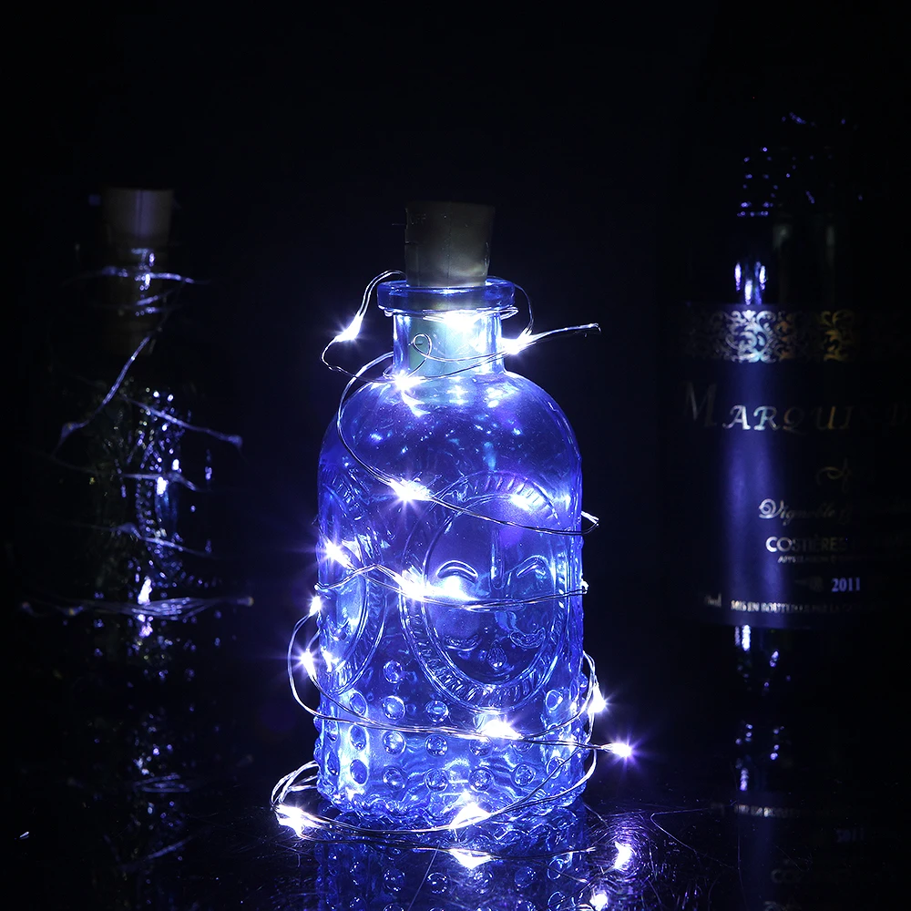 2 м 1 м светодиодный гирлянда медная проволока Corker String сказочные огни для стеклянных бутылок для дома/рождества/Святого Валентина/свадебного украшения