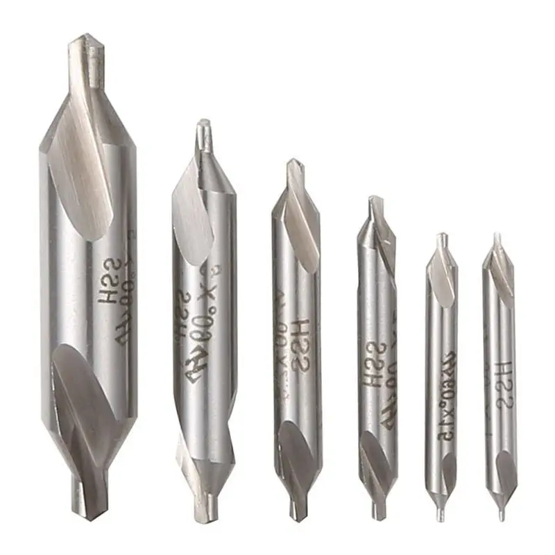 

6 PCS HSS Combined Center Drills Bit Set Countersink 60 Degree Angle 5/3/2.5/2/1.5/1 mm
