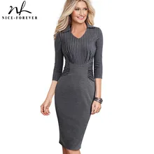 Хорошее-forever винтажное элегантное Полосатое лоскутное платье для работы vestidos деловые вечерние облегающее офисное женское платье B479