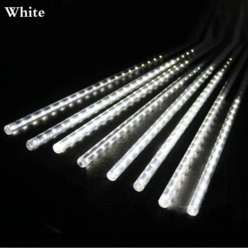 Luzes da Corda de Natal Movido a Energia Solar ao ar Chuva de Meteoros Água para o Ano Decoração de Natal Luz de Fadas à Prova Tubos Leds Livre Dwaterproof Novo 8 144 3 Fios de iluminação