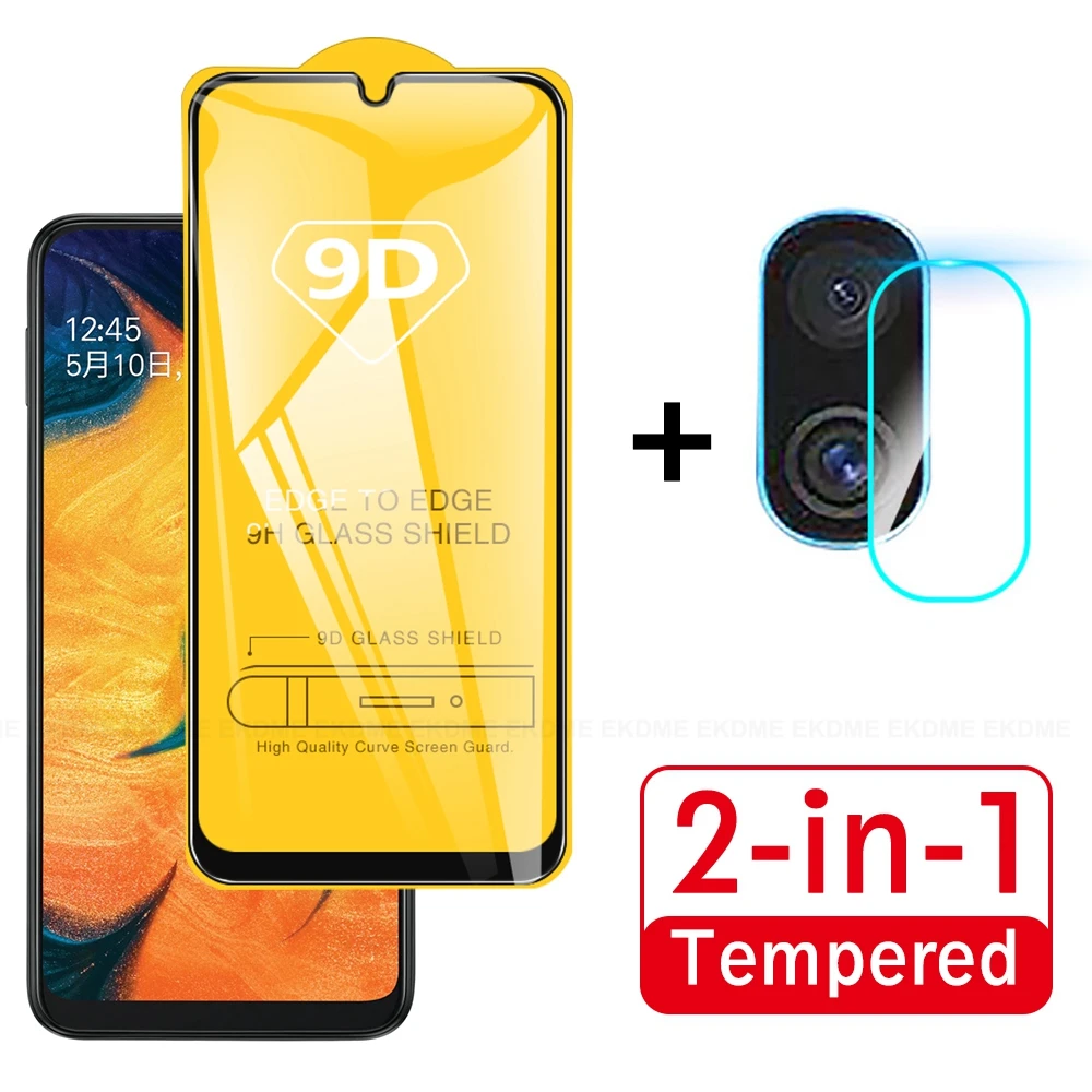 

2 in 1 9D Full Cover Tempered Glass For Samsung Galaxy A30 A50 A20 A70 Back Camera Lens Screen Protector Glass A305F A505F A205F