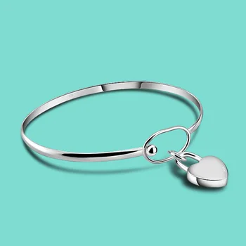 

Hot 925 sterling silver bracelet for woman heart lock pendant design solid silver non-fading bracelet girl charm jewelry