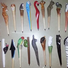 [ ] Вырезка животного ручки, деревянные ручки, ручка ручной работы, случайный 20 шт